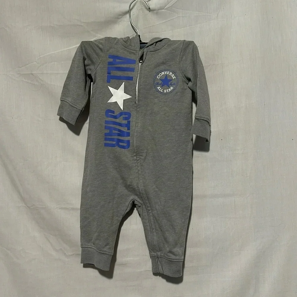 Converse All Star Baby Onesie 6M Gray Hooded Romper